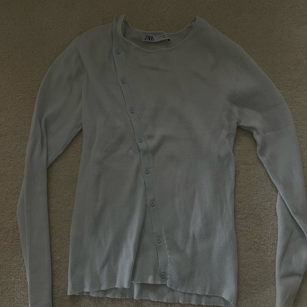 Zara Sheer Baby Blue Top - Large